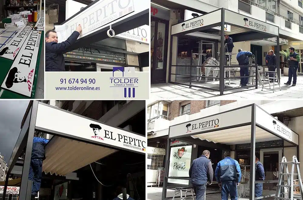El Pepito p Pérgola rotulada con vinilo adhesivo
